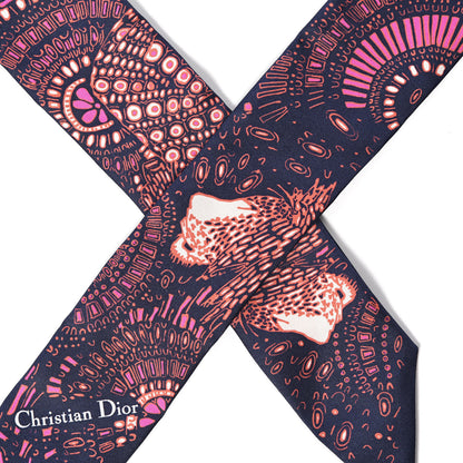 Christian Dior Silk Animals Lion Mitzah Scarf Pink 4 of 5