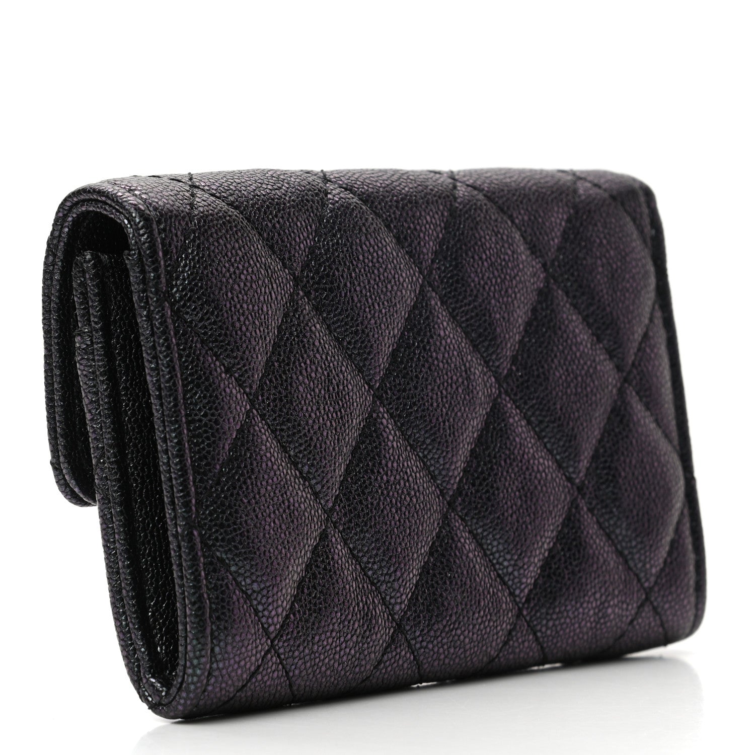 Chanel Iridescent Caviar Quilted Flap Card Holder Wallet Black 3 of 7