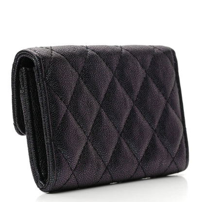 Chanel Iridescent Caviar Quilted Flap Card Holder Wallet Black 3 of 7