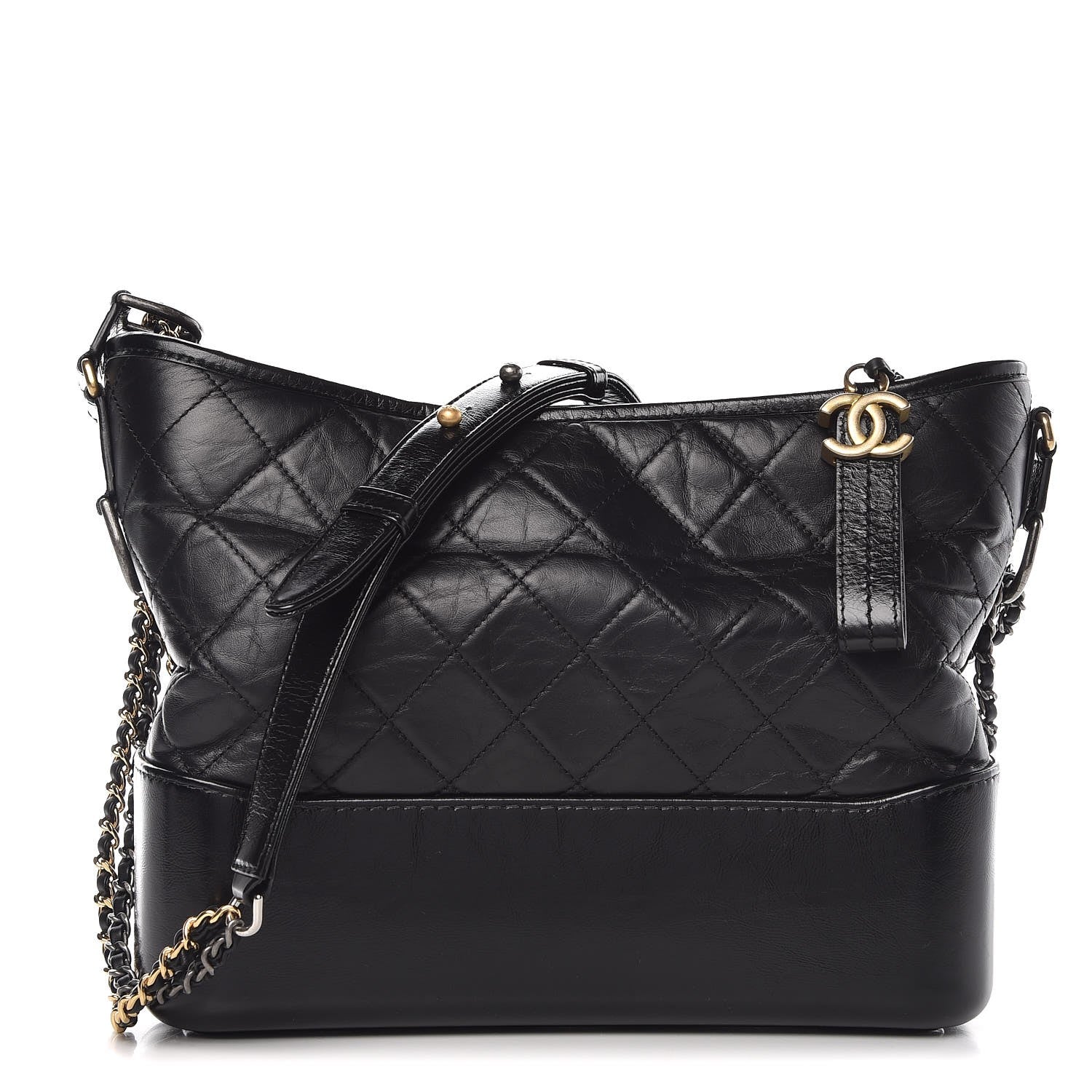 Chanel Aged Calfskin Quilted Medium Gabrielle Hobo Black 1 of 8