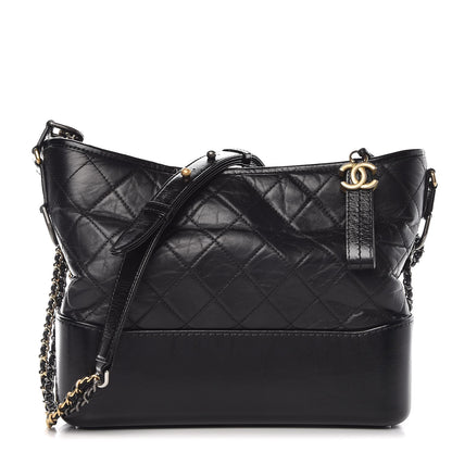Chanel Aged Calfskin Quilted Medium Gabrielle Hobo Black 1 of 8