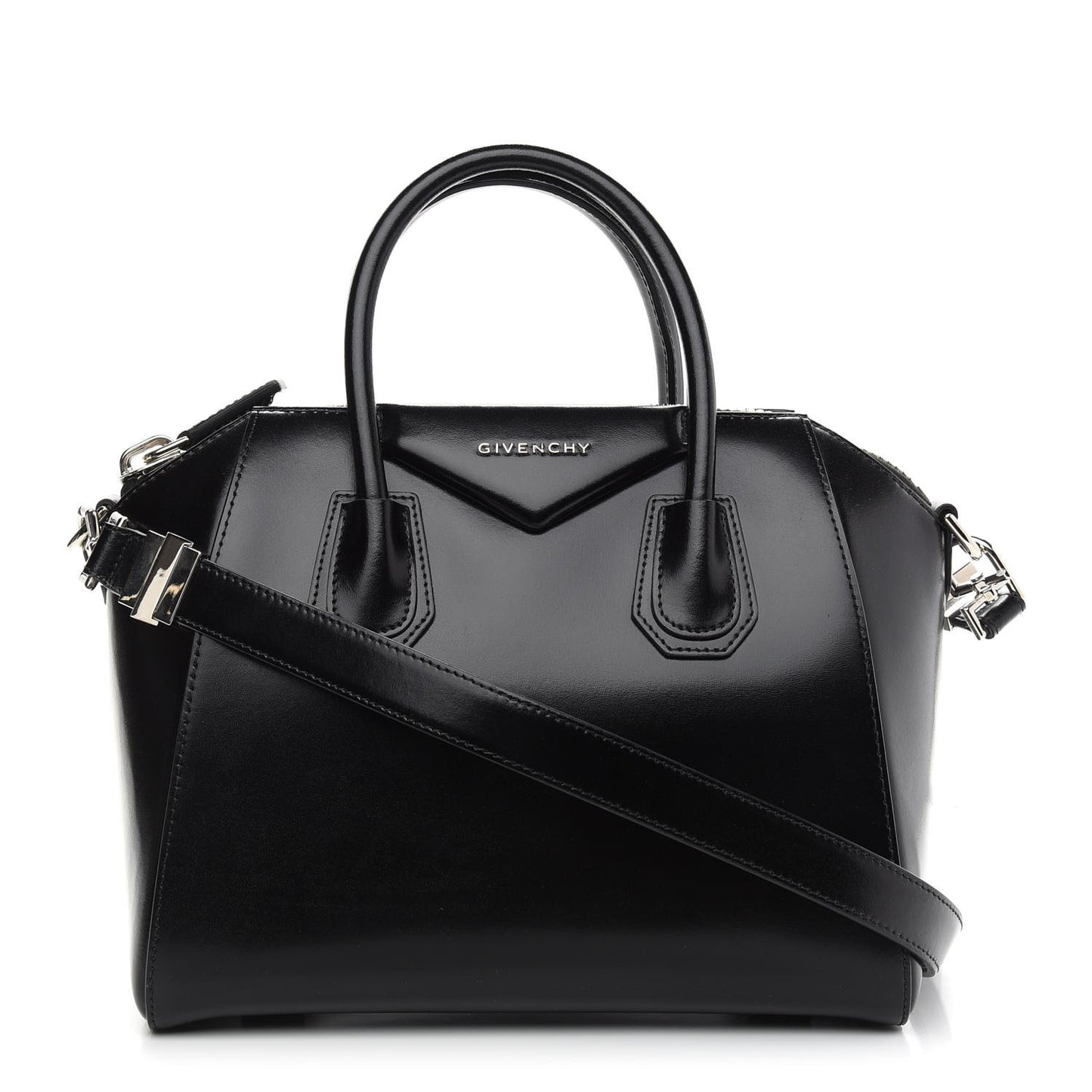 Shiny Lord Calfskin Small Antigona Black
