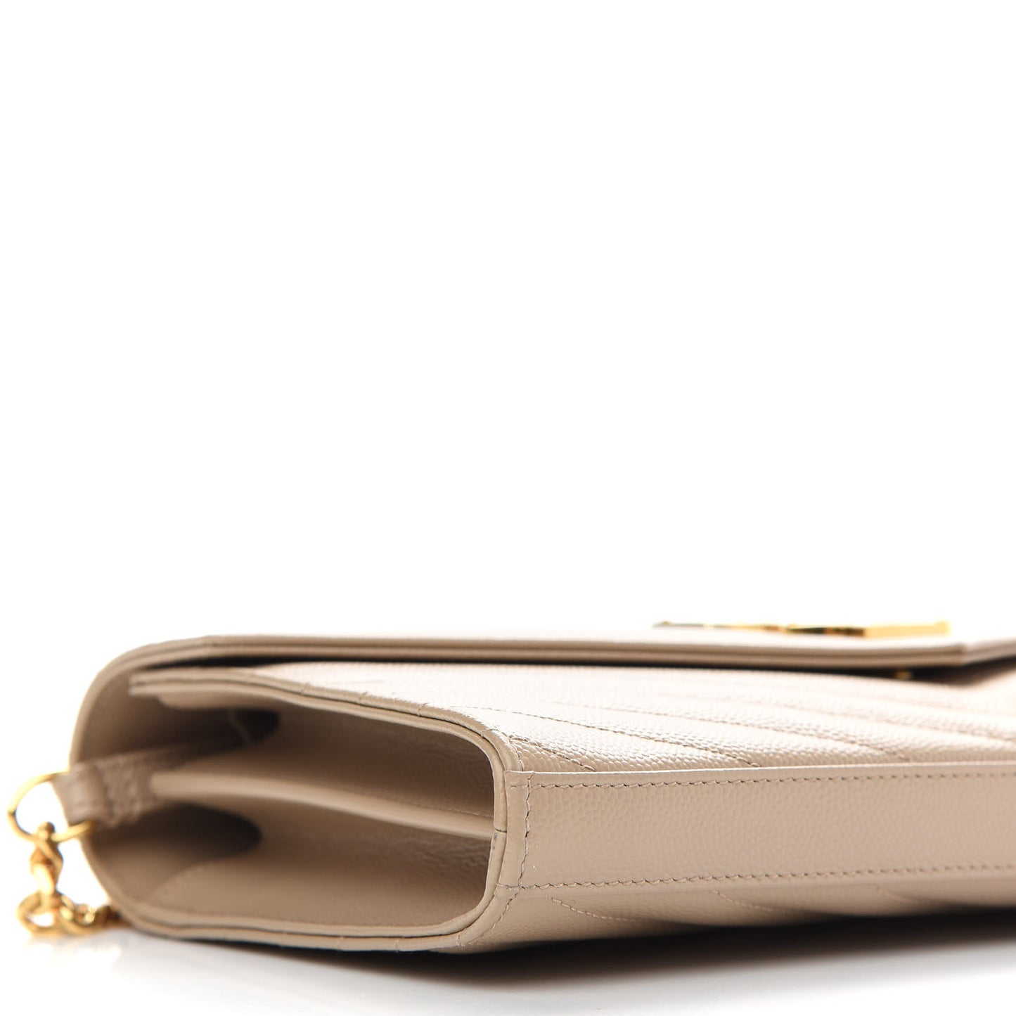 Grain De Poudre Matelasse Chevron Monogram Chain Wallet Nude Powder