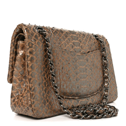 Chanel Metallic Snakeskin Medium Double Flap Beige 3 of 13