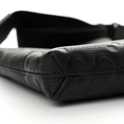 Gucci Piuma Calfskin Jumbo GG Embossed Medium Wristlet Messenger Bag Black 9 of 10