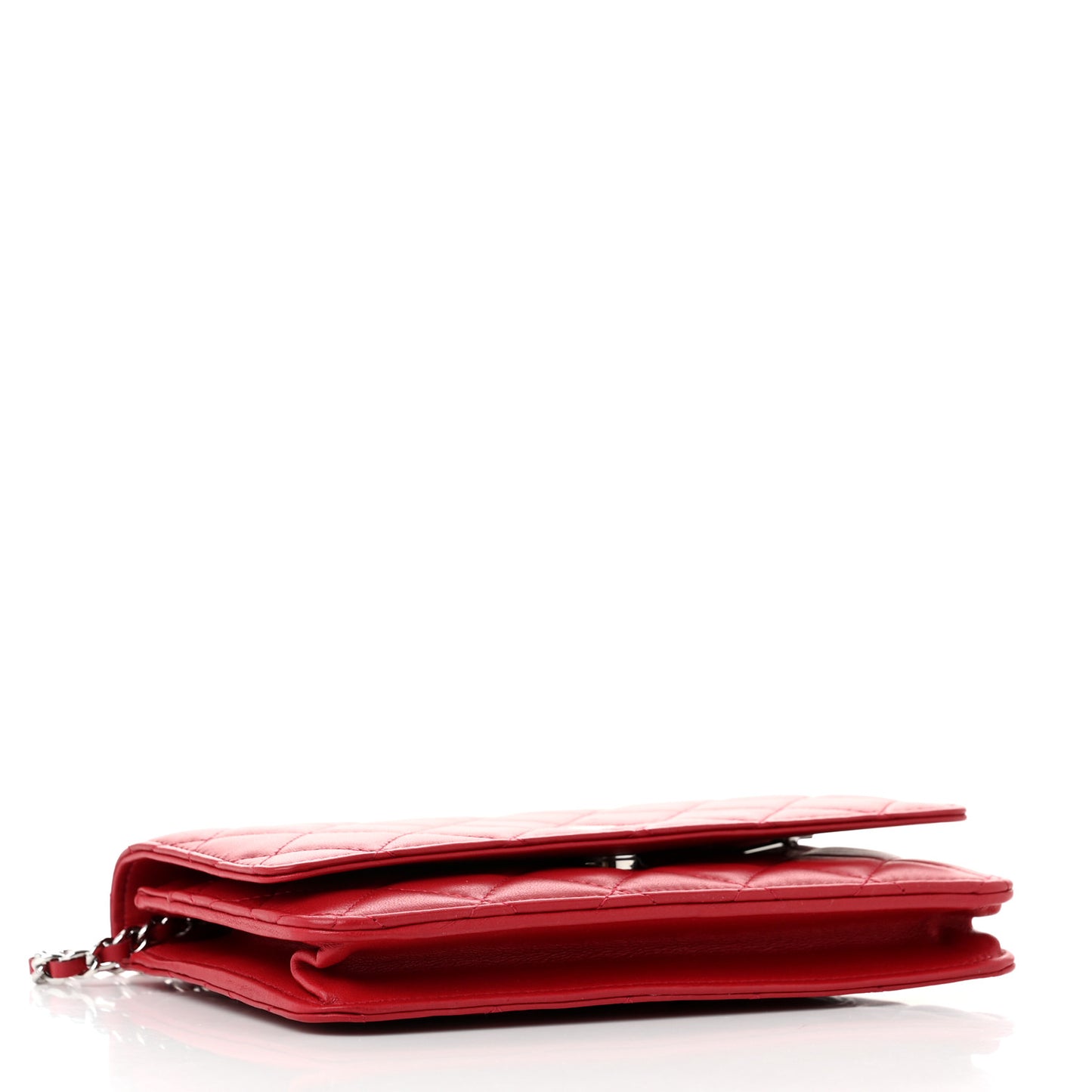 Lambskin Quilted Wallet On Chain WOC Red