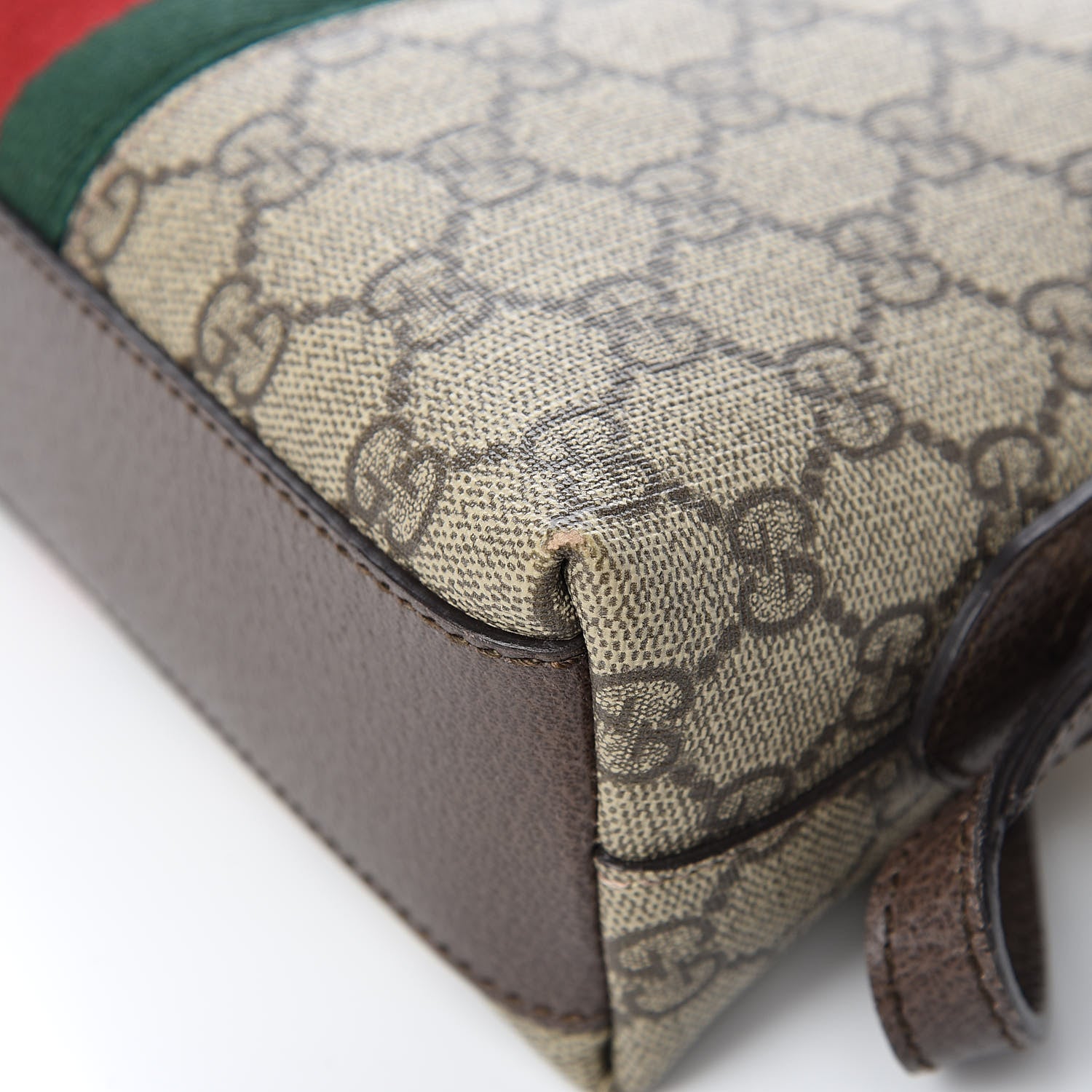 Gucci GG Supreme Monogram Textured Dollar Calfskin Web Small Ophidia Dome Shoulder Bag Beige Ebony New Acero 14 of 14