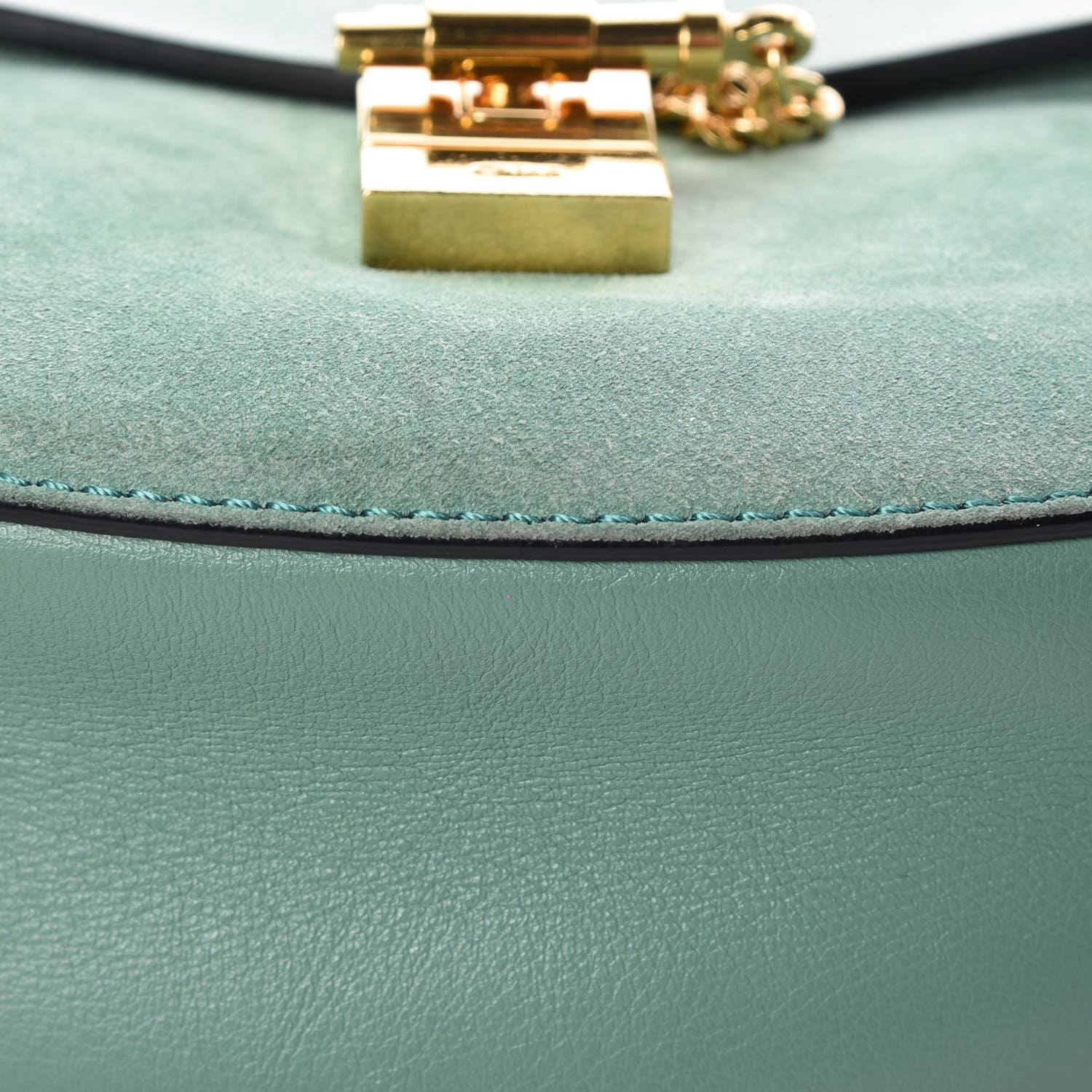 Chloe Suede Smooth Calfskin Mini Drew Shoulder Bag Happy Green 13 of 13