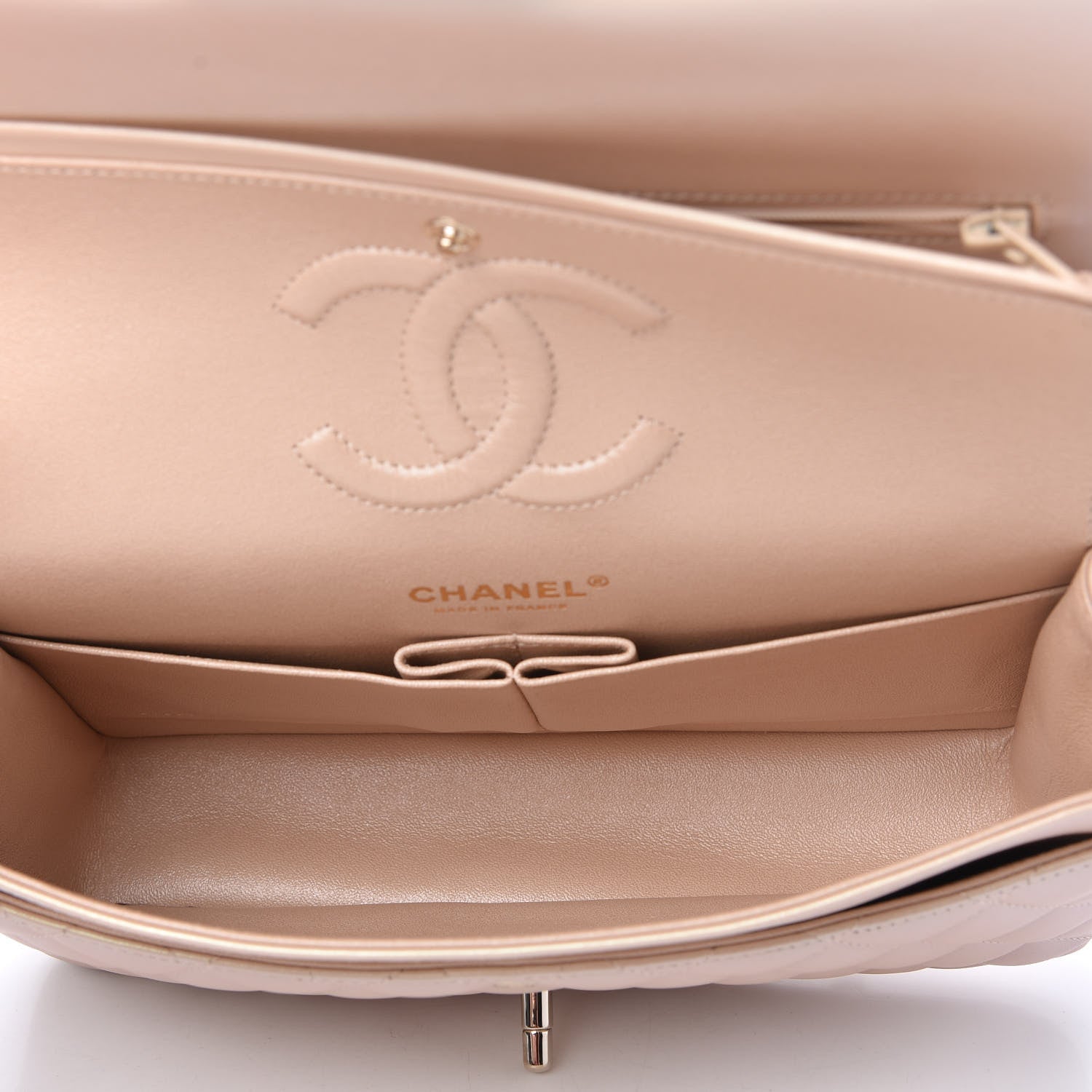 Chanel Iridescent Calfskin Quilted Medium Double Flap Beige 5 of 11