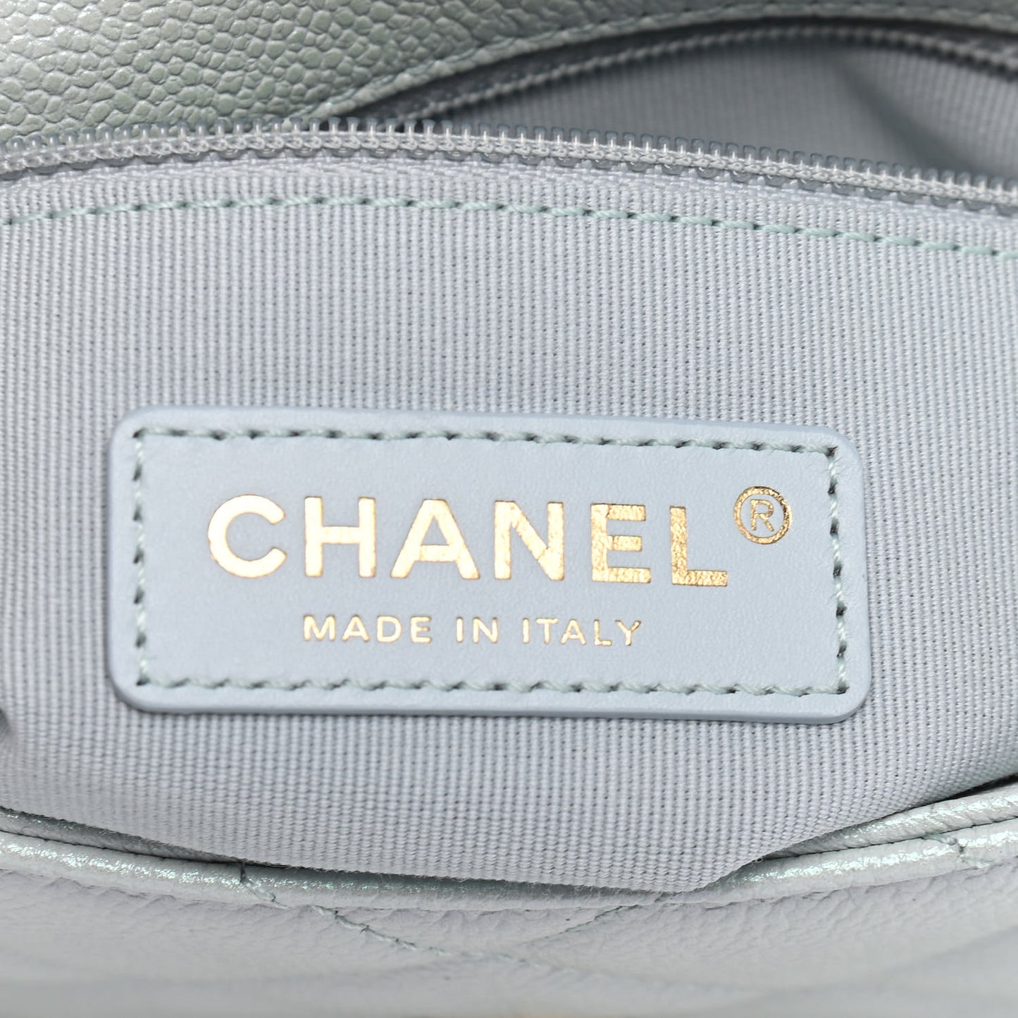 Iridescent Caviar Quilted Mini My Perfect Flap Light Green