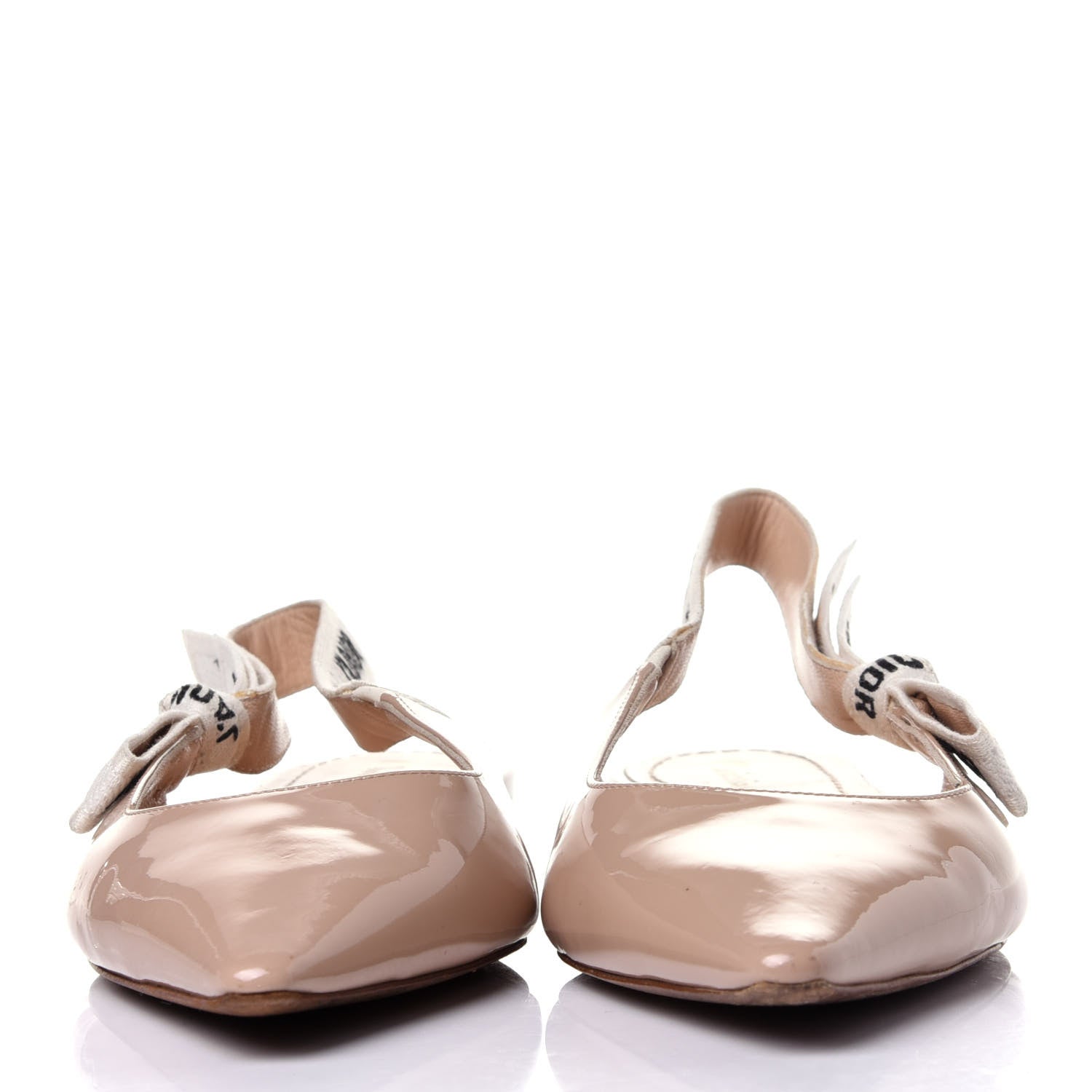 Christian Dior Patent Ribbon J'Adior Slingback Ballet Flats 38 Nude 2 of 11