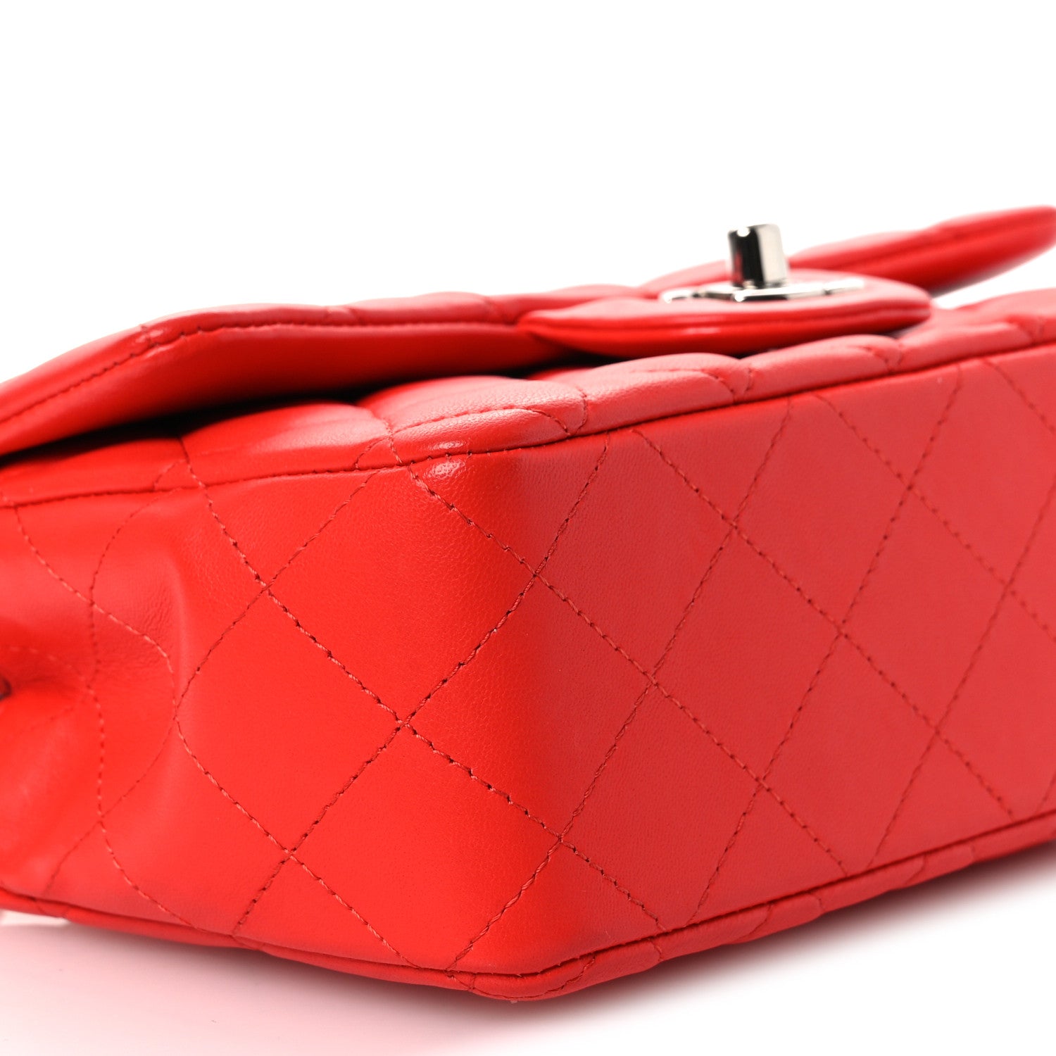 Chanel Lambskin Quilted Mini Rectangular Flap Red 9 of 13