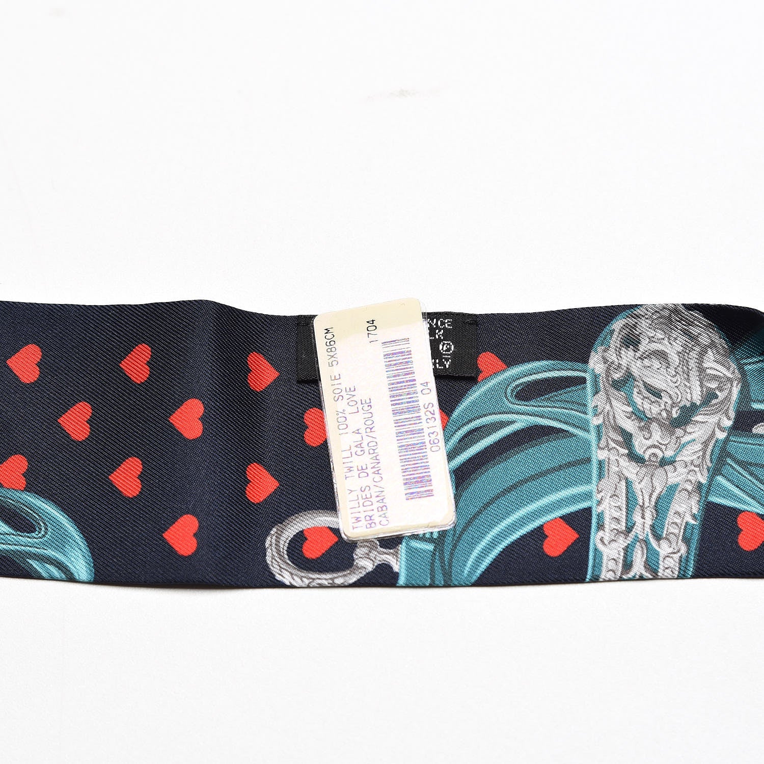 Hermes Silk Brides de Gala Love Twilly Caban Canard Rouge 4 of 5