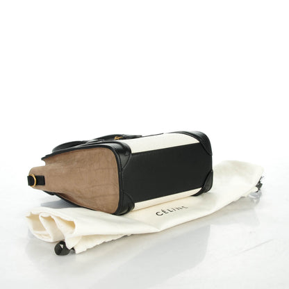 Celine Bullhide Calfskin Suede Nano Tri-Color Luggage White 4 of 7