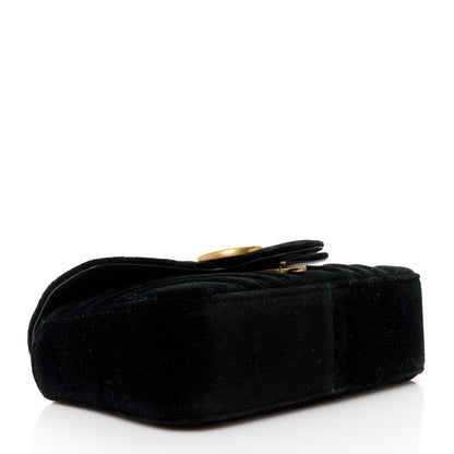 Gucci Velvet Matelasse Mini GG Marmont Shoulder Bag Black 4 of 12