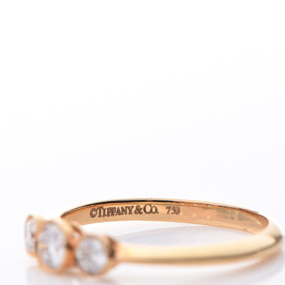 Tiffany 18K Yellow Gold Diamond Three Stone Milgrain Ring 50.6 5.5 4 of 5