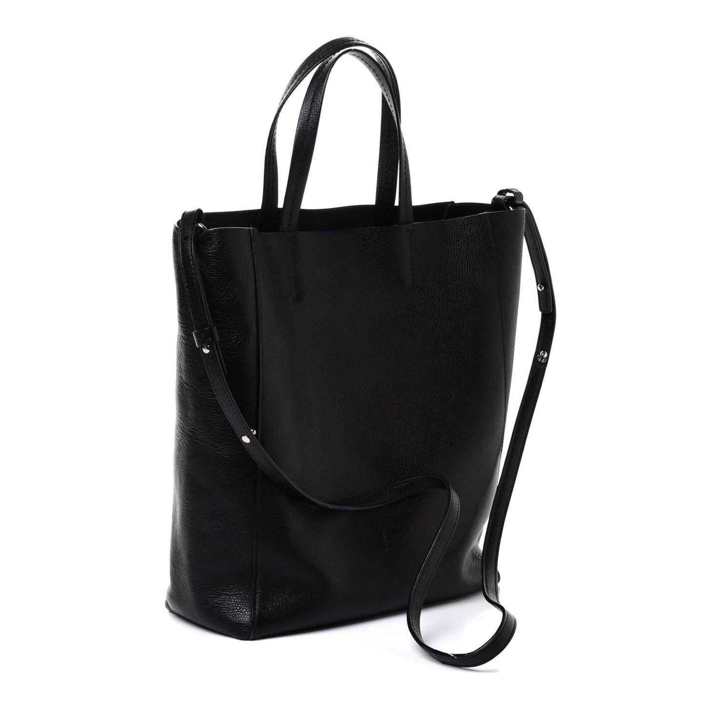 Grained Calfskin Small Vertical Cabas Black