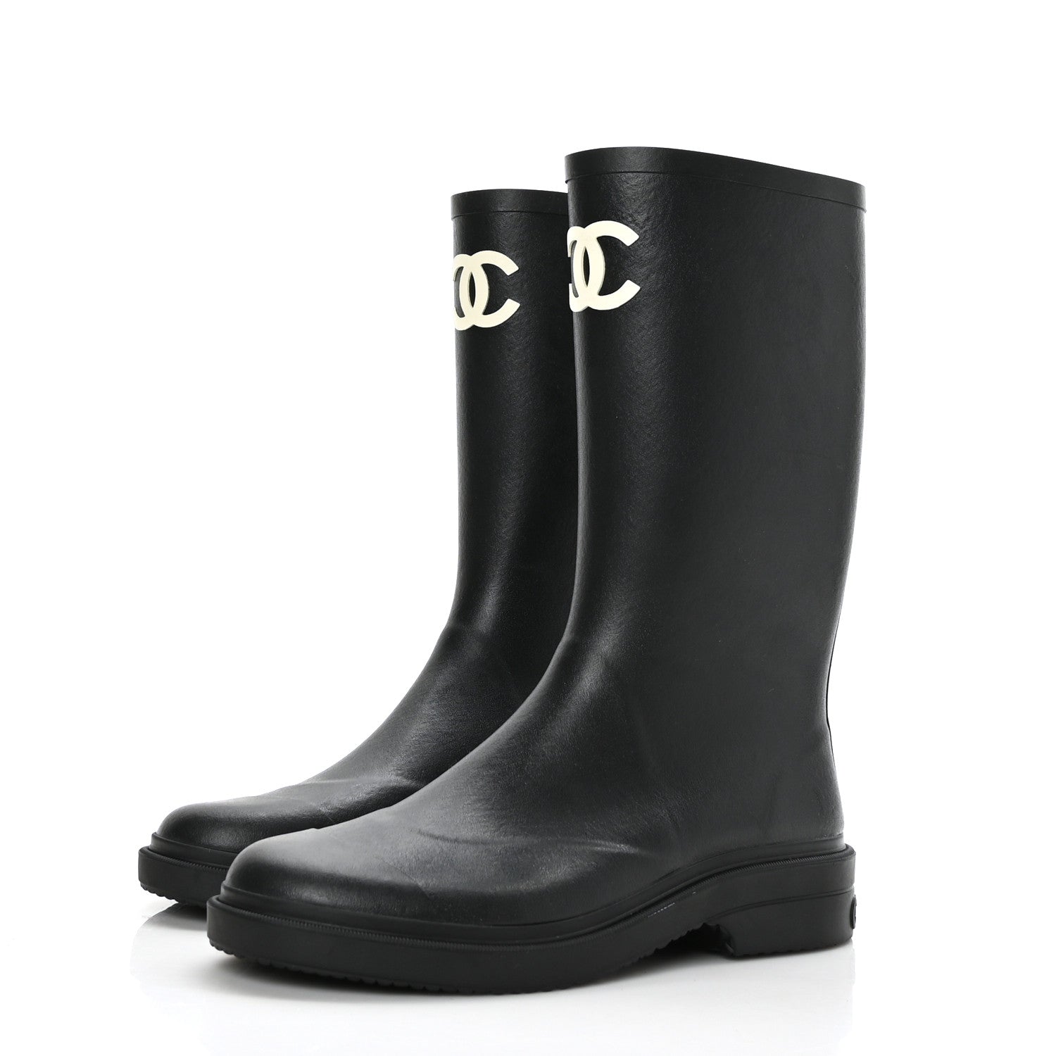 Chanel Caoutchouk CC High Boots 42 Black 3 of 8