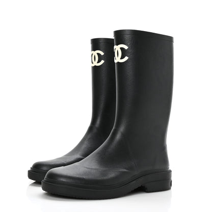 Chanel Caoutchouk CC High Boots 42 Black 3 of 8