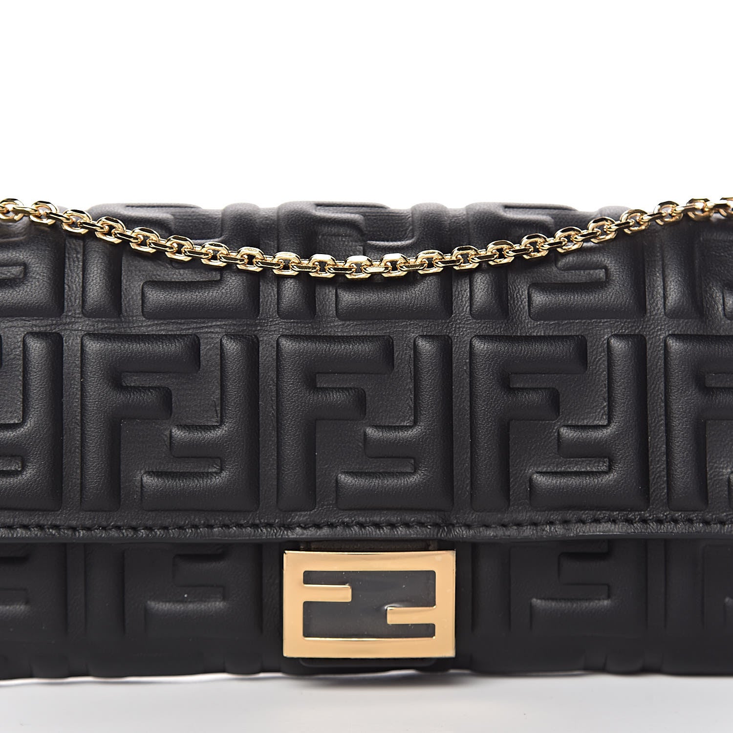 Fendi Nappa Matisse FF Embossed Continental Wallet On Chain Black 10 of 10