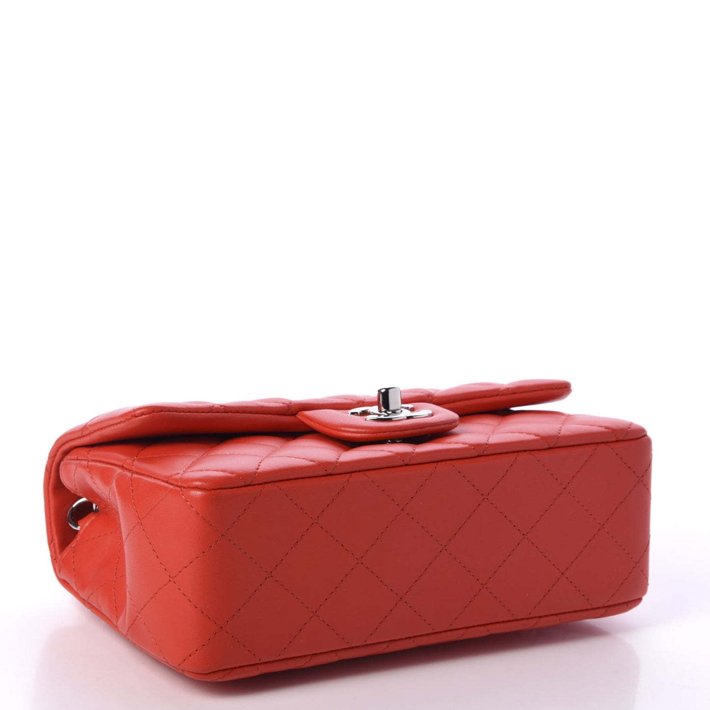 Lambskin Quilted Mini Rectangular Flap Red