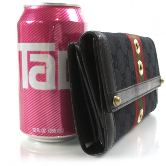 Signature Canvas French Purse Wallet Black