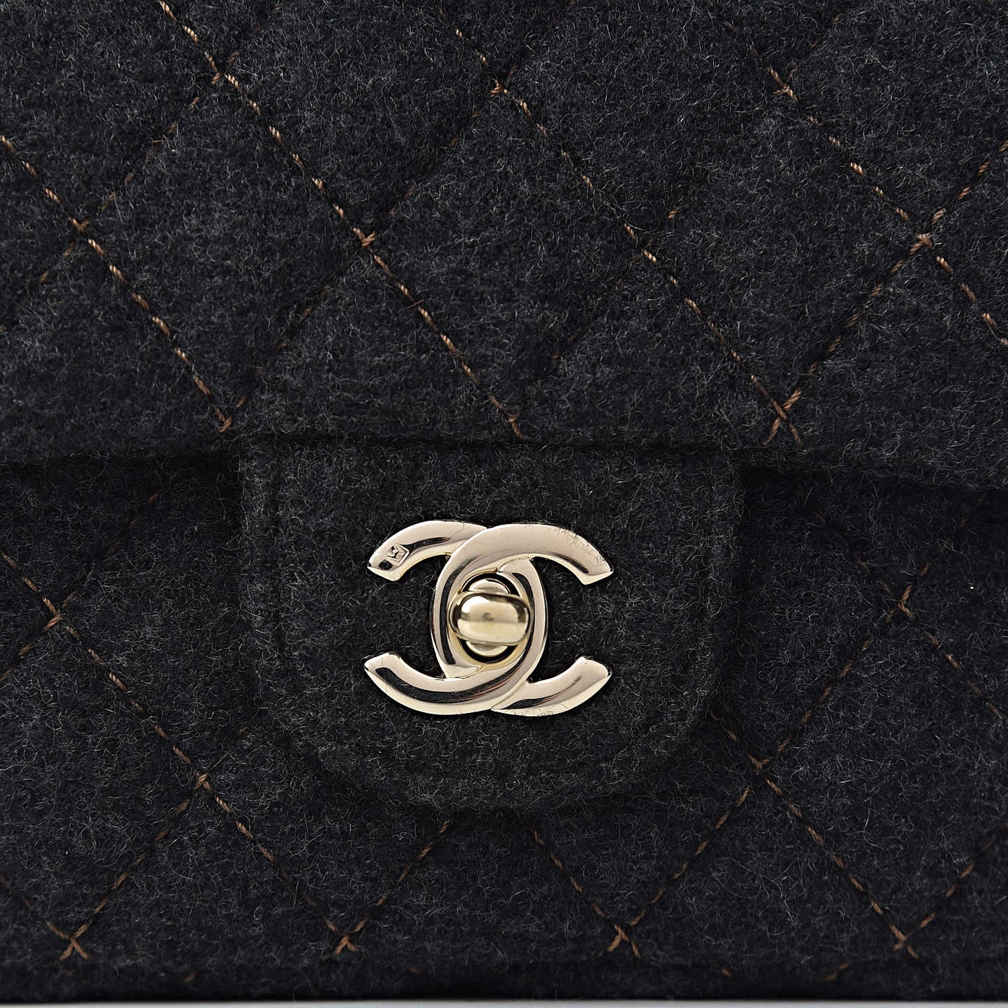 Wool Contrast Stitch Mini Square Flap Charcoal