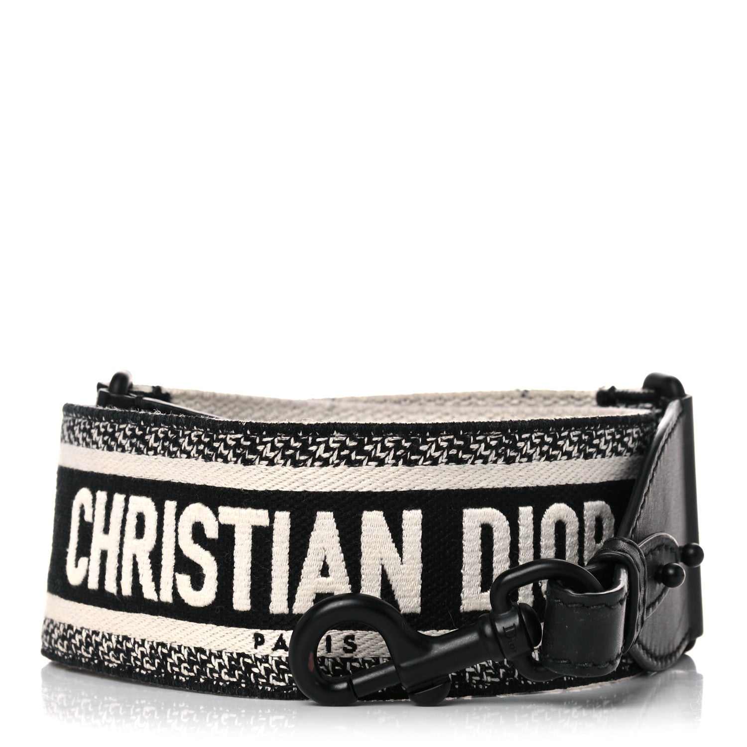 Christian Dior Canvas Embroidered Shoulder Strap Black Ultramatte 1 of 10