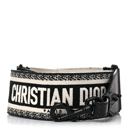 Christian Dior Canvas Embroidered Shoulder Strap Black Ultramatte 1 of 10