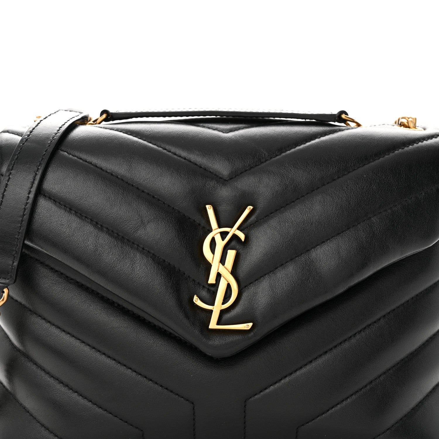 Saint Laurent Calfskin Y Quilted Monogram Small Loulou Chain Satchel Black 8 of 18