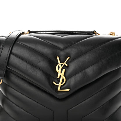 Saint Laurent Calfskin Y Quilted Monogram Small Loulou Chain Satchel Black 8 of 18
