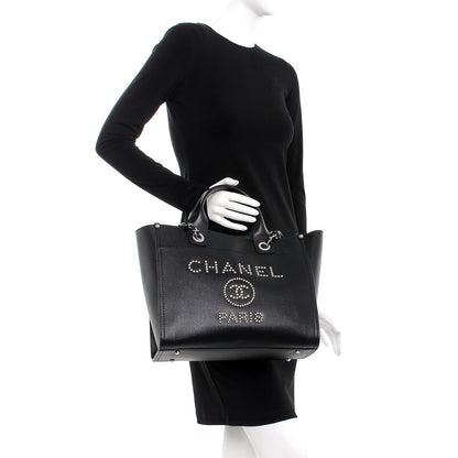 Chanel Caviar Small Studded Deauville Tote Black 3 of 9