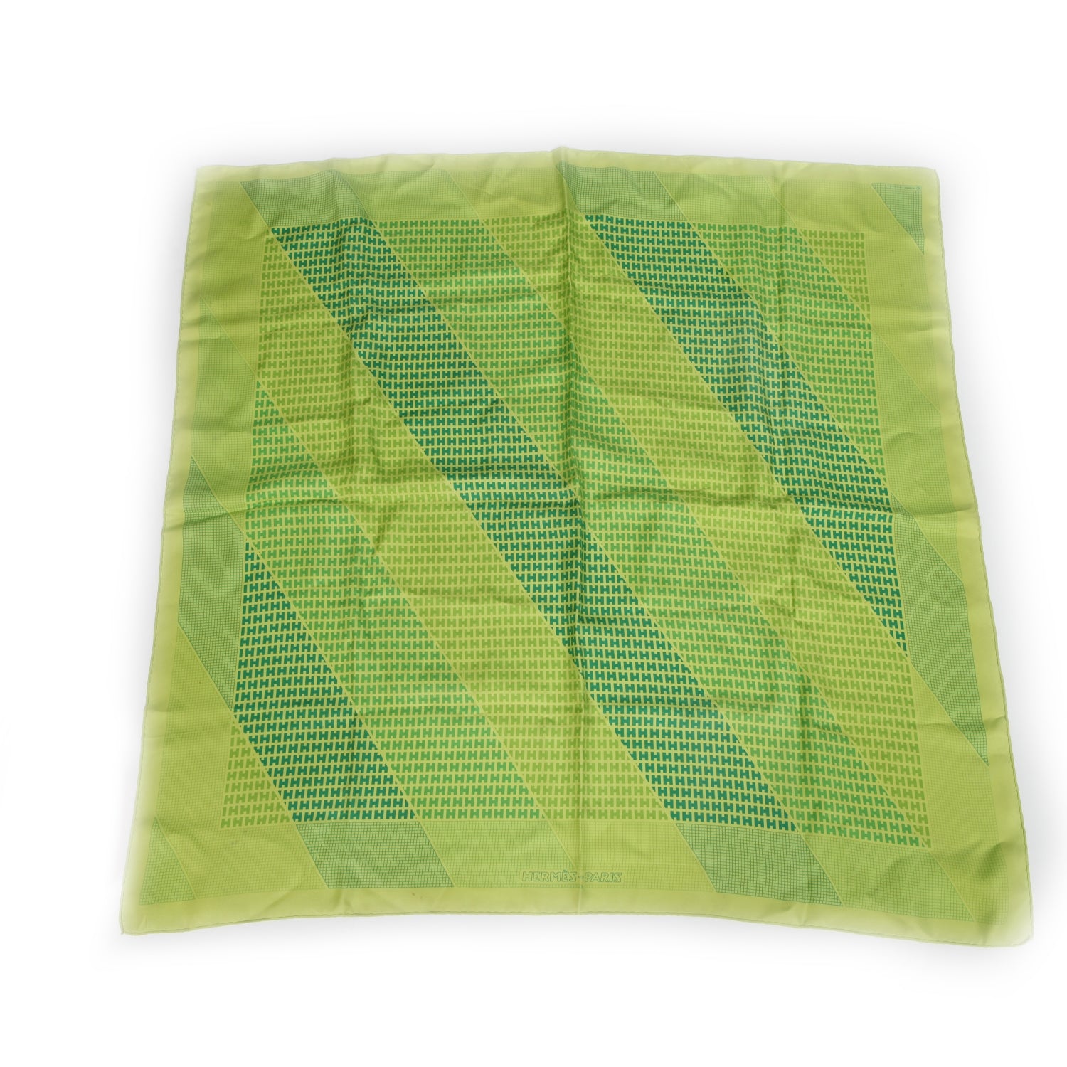 Hermes Silk H en Biais Scarf 90 Green 1 of 6