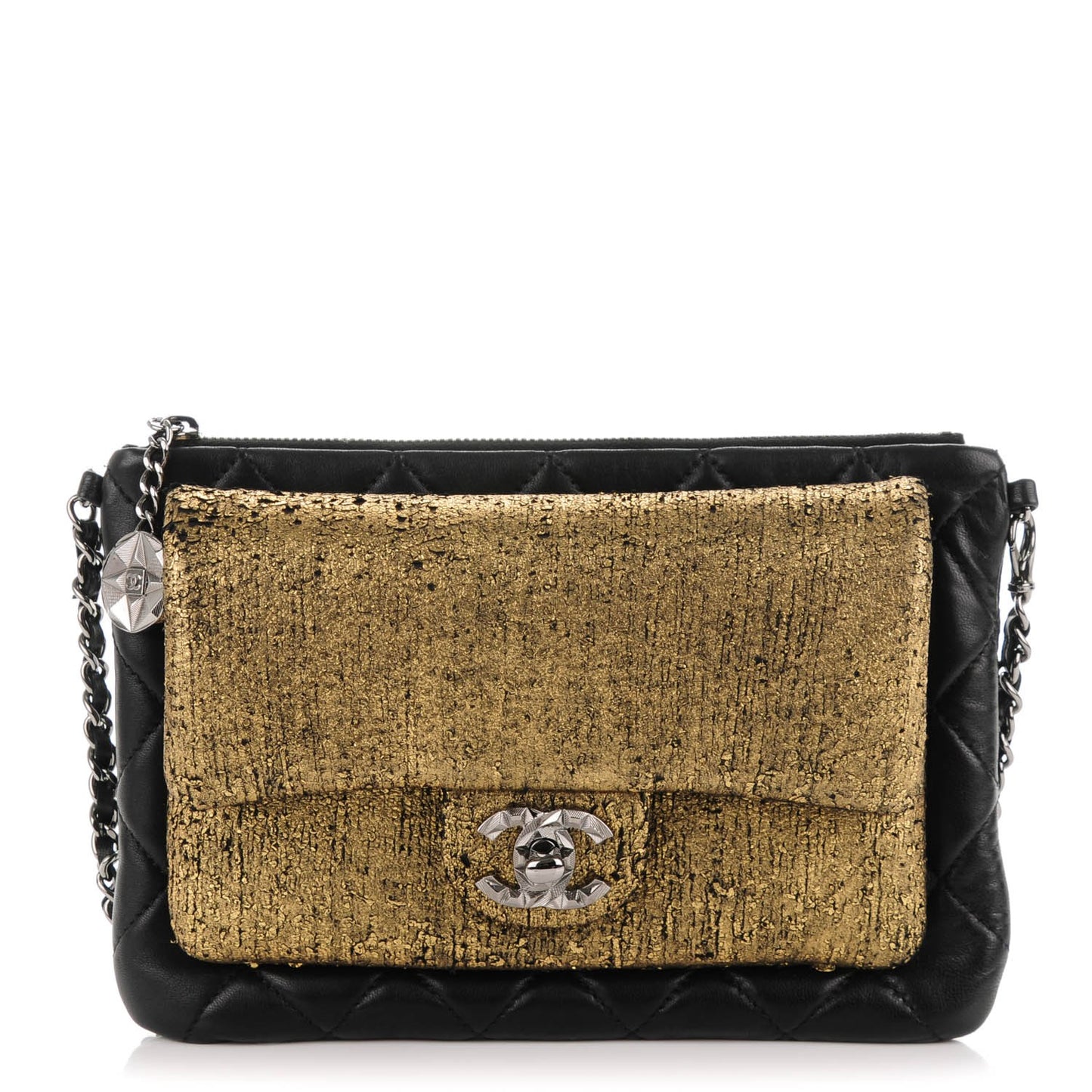 Lambskin Mineral Nights Wristlet Gold Black