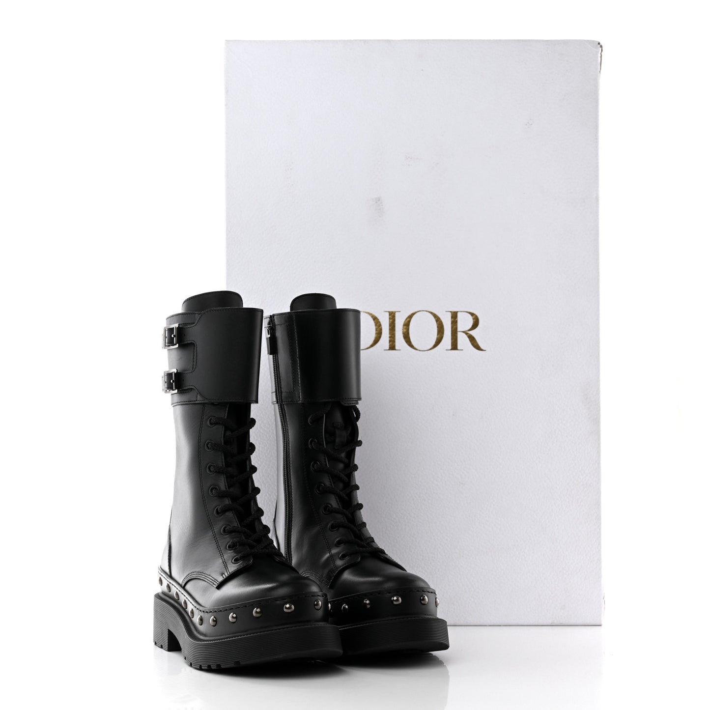 Calfskin Diorquake 25mm Combat Boots 36 Black