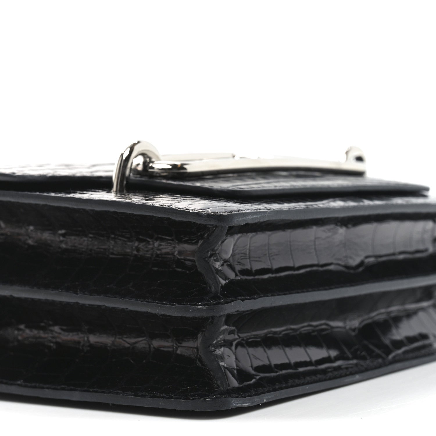 Hermes Shiny Alligator Matte Alligator Mini Sac Roulis Black 8 of 9