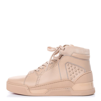 Christian Louboutin Calfskin Patent Spikes Mens Loubikick Flat Sneakers 42 Crosta 1 of 9