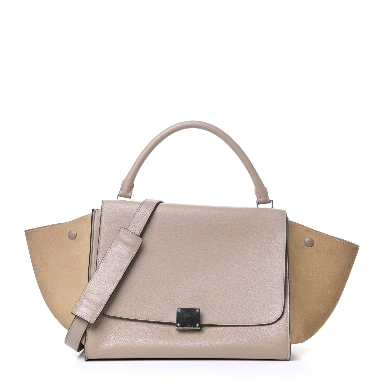 Drummed Calfskin Suede Medium Trapeze Dune