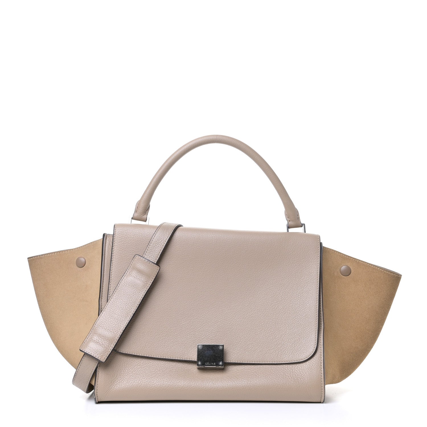 Celine Drummed Calfskin Suede Medium Trapeze Dune 1 of 8