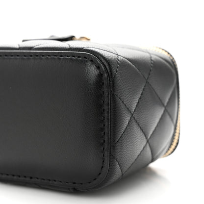 Chanel Lambskin Quilted Mini Vanity Case With Chain Black 10 of 10