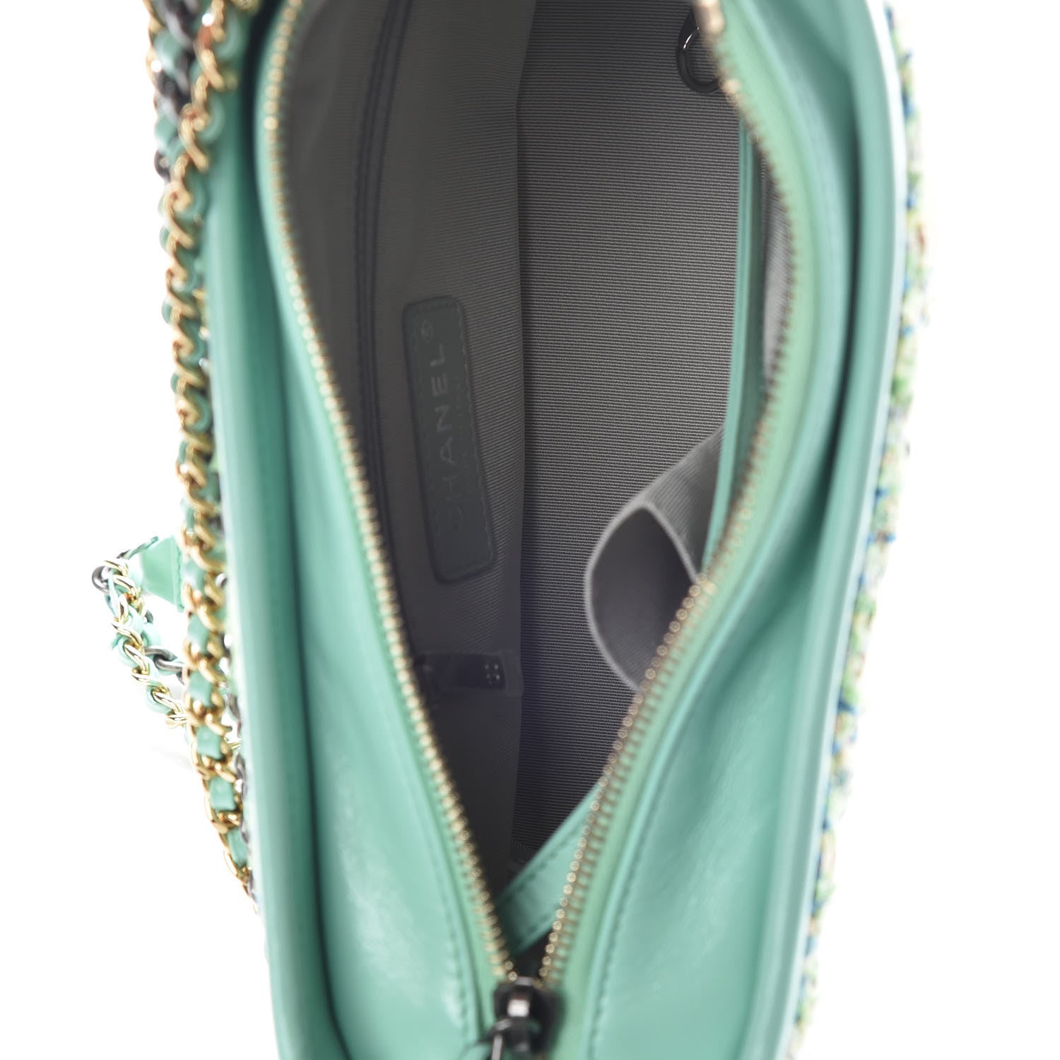 Chanel Tweed Calfskin Quilted Small Gabrielle Hobo Green 7 of 10