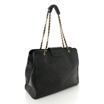 Chanel Calfskin Stitched XL Weekender Black 3 of 15