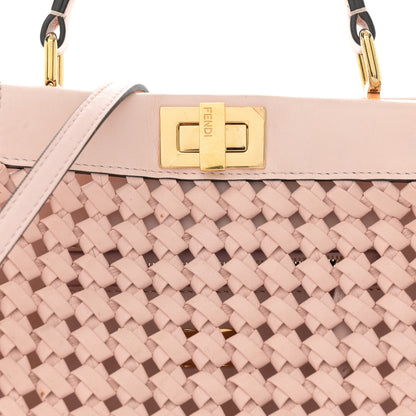 Fendi Nappa Woven Mini Peekaboo Iconic Satchel Rosa Confetto 7 of 14