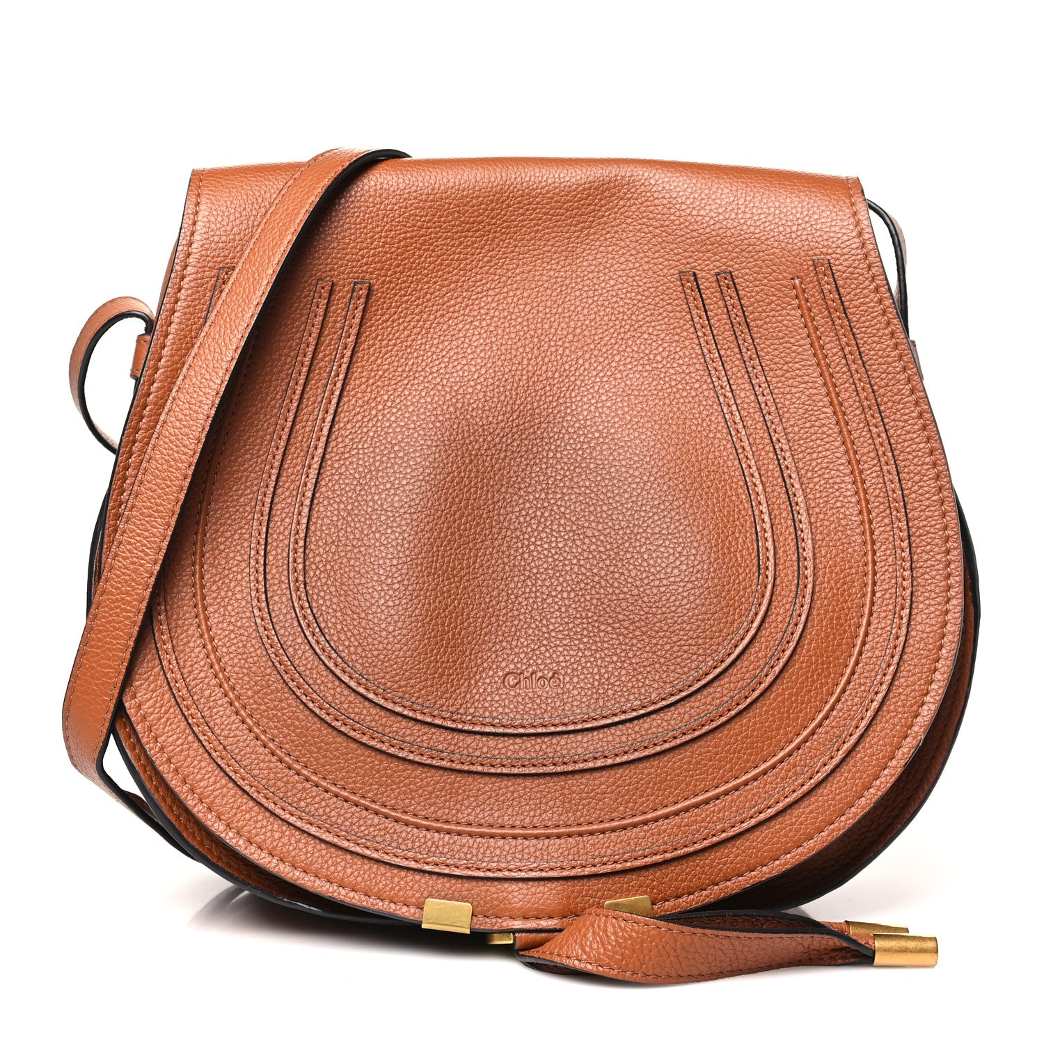 Chloe Calfskin Medium Marcie Round Crossbody Bag Tan 1 of 14