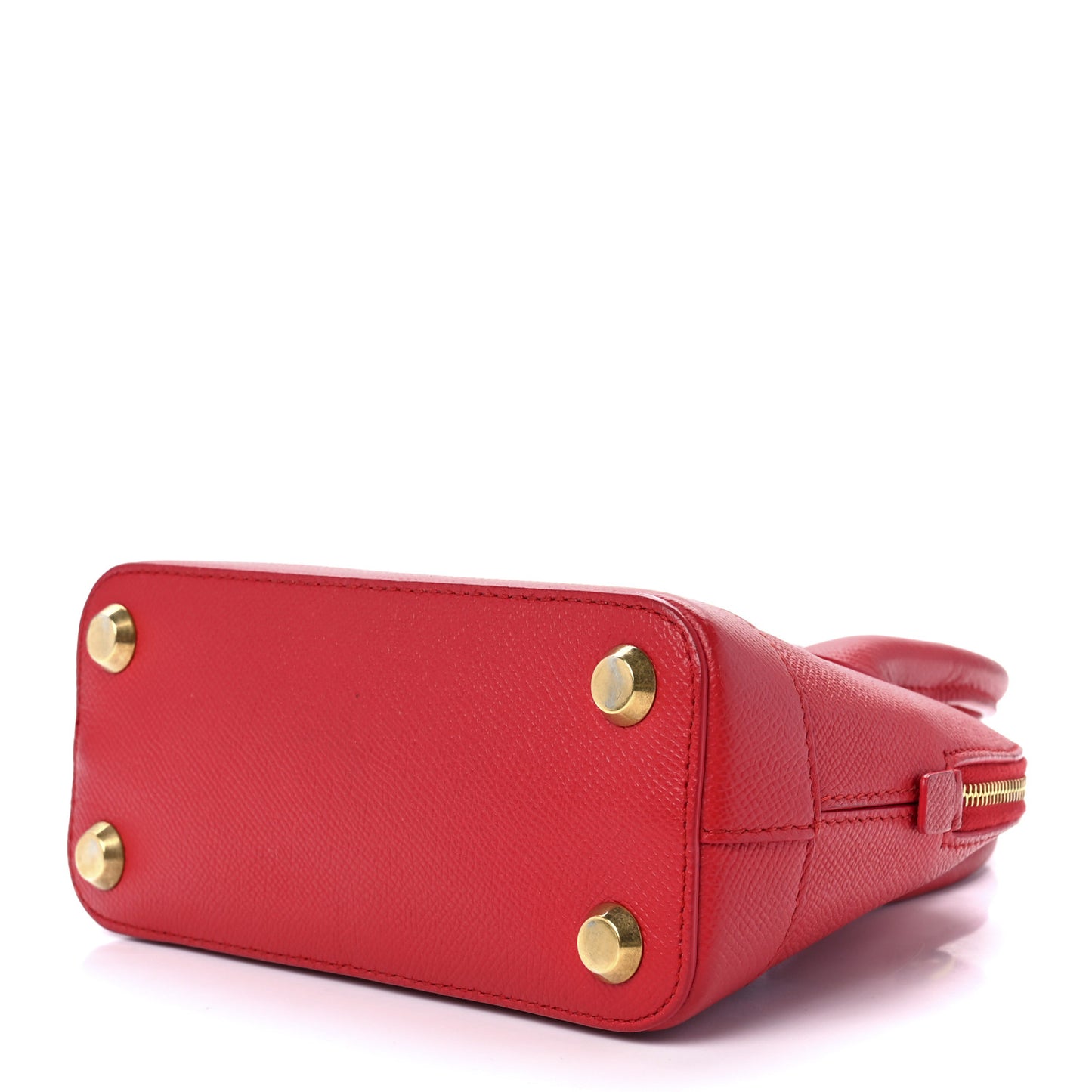 Signature Grained Calfskin Logo XXS Ville Top Handle Bag Rouge Coquelicot Black