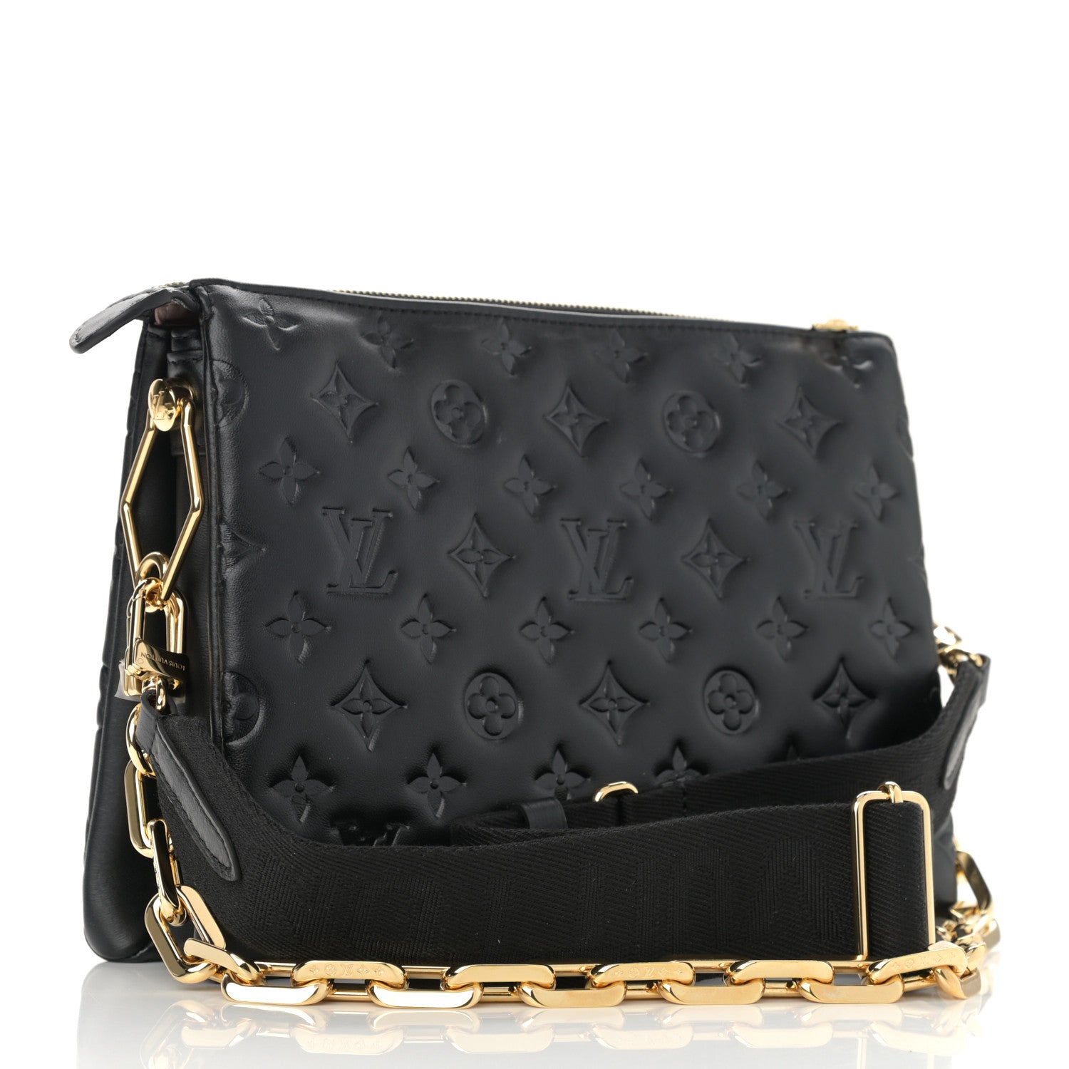Louis Vuitton Lambskin Embossed Monogram Coussin PM Black 3 of 11