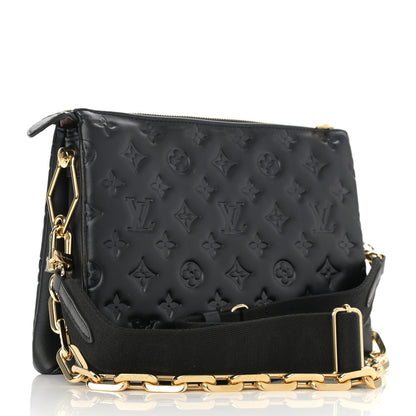 Louis Vuitton Lambskin Embossed Monogram Coussin PM Black 3 of 11