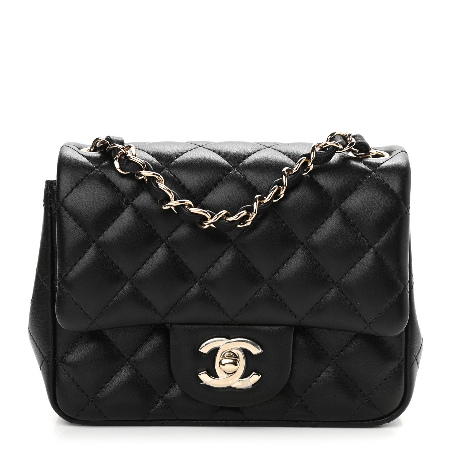 Lambskin Quilted Mini Square Flap Black