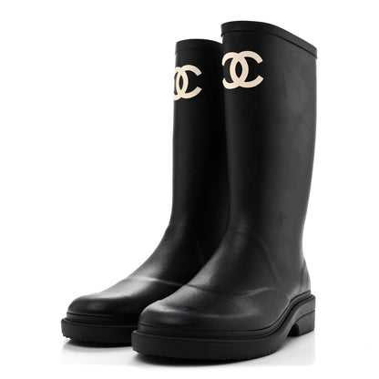 Chanel Caoutchouk CC High Boots 38 Black 4 of 11