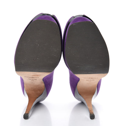 Saint Laurent Kid Scamosciato Tribute 105 Platform Mary Jane Peep Toe Pumps 36 Viola 7 of 14